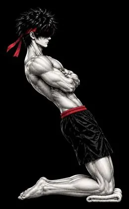 Ryu kneeling and leaning back with a straight body in a reverse Nordic
