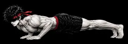 Ryu doing a close-grip push-up with his hands under his chest