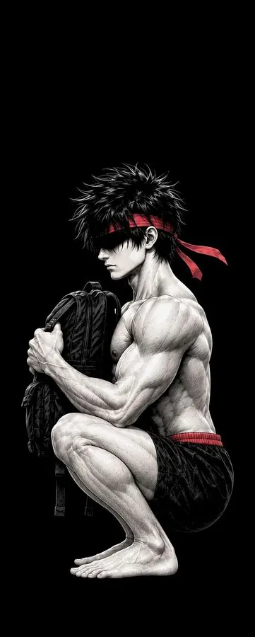 Ryu in a deep squat, hips below his knees, holding the weight at his chest